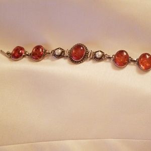 Silver and Baltic Amber bracelet